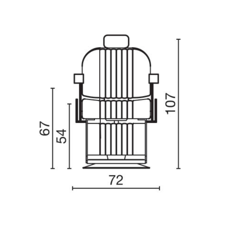 Salon Ambience Barberstoel EXECUTIF - Afmetingen (1) Vakkappers