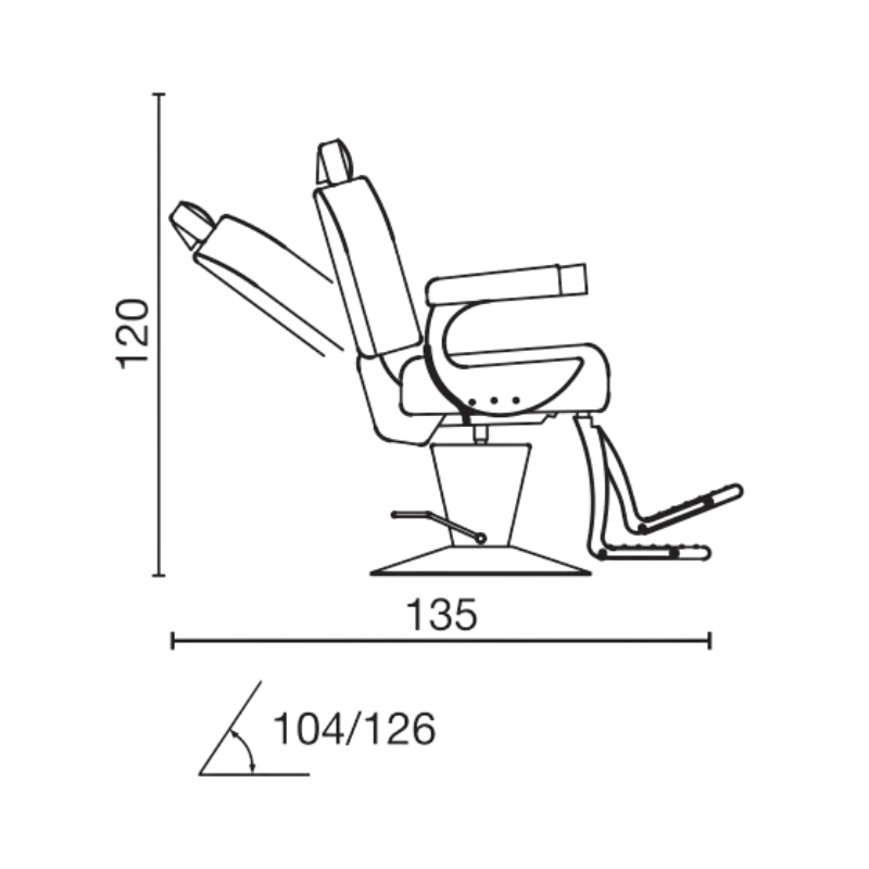 Salon Ambience Barberstoel EXECUTIF - Afmetingen (2) Vakkappers