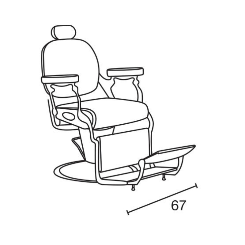 Salon Ambience Barberstoel PREMIER WHITE - Afmetingen (2) Vakkappers
