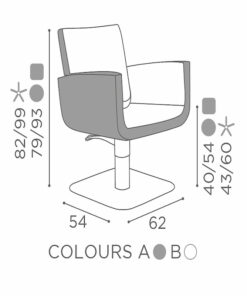 Salon Ambience Kappersstoel YOU - Afmetingen Vakkappers