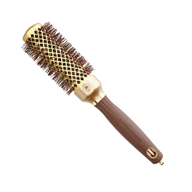 Olivia Garden Expert Blowout Shine Wavy Fohnborstel Goud Bruin - 35mm - Vakkappers