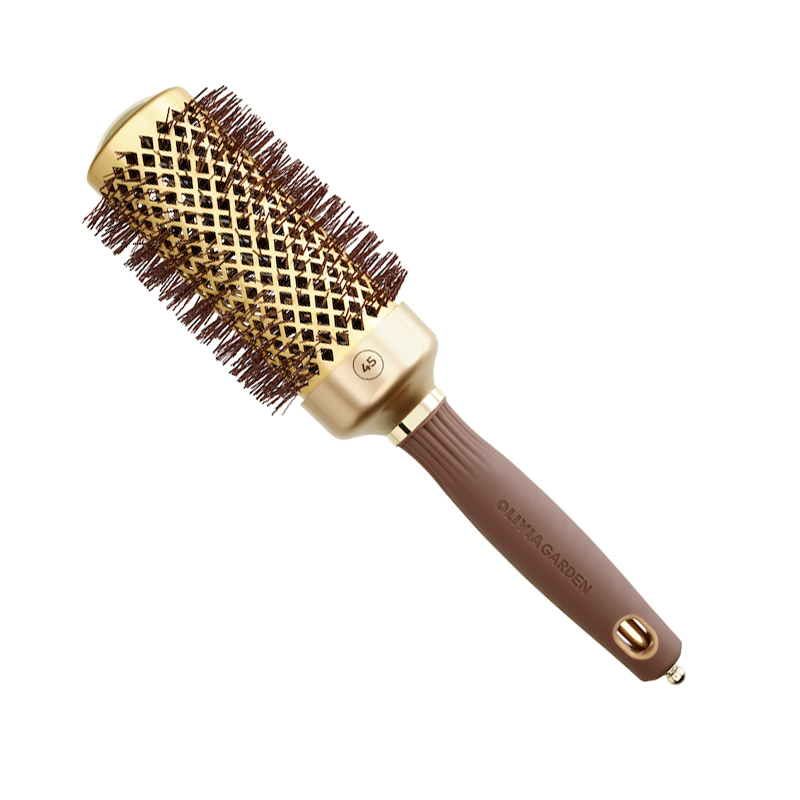 Olivia Garden Expert Blowout Shine Wavy Fohnborstel Goud Bruin - 45mm - Vakkappers
