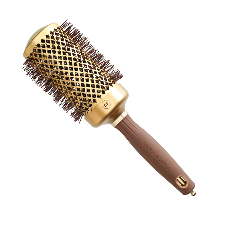 Olivia Garden Expert Blowout Shine Wavy Fohnborstel Goud Bruin - 55mm - Vakkappers