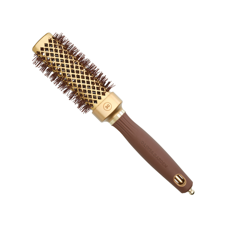 Olivia Garden Expert Blowout Straight Wavy Fohnborstel Goud-Bruin - 30mm - Vakkappers