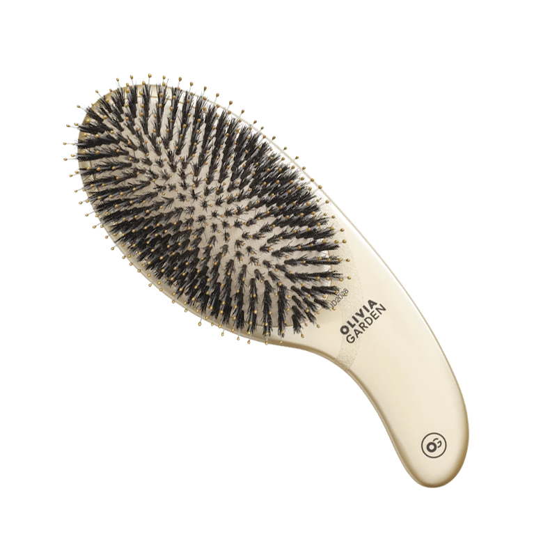 Olivia Garden Expert Care Curve Nylon&Boar Borstel - Goud - Vakkappers