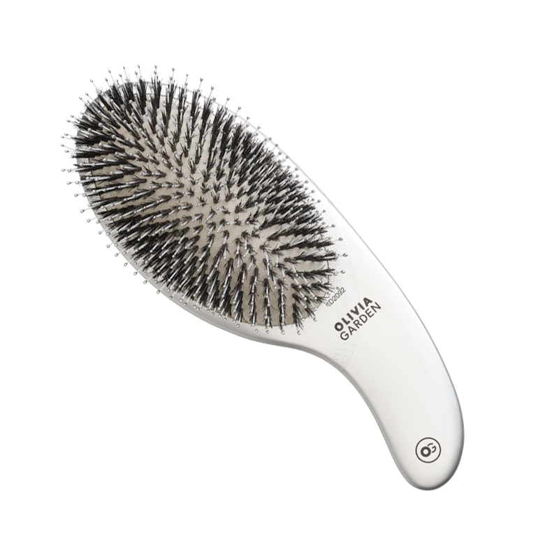 Olivia Garden Expert Care Curve Nylon&Boar Borstel - Zilver - Vakkappers