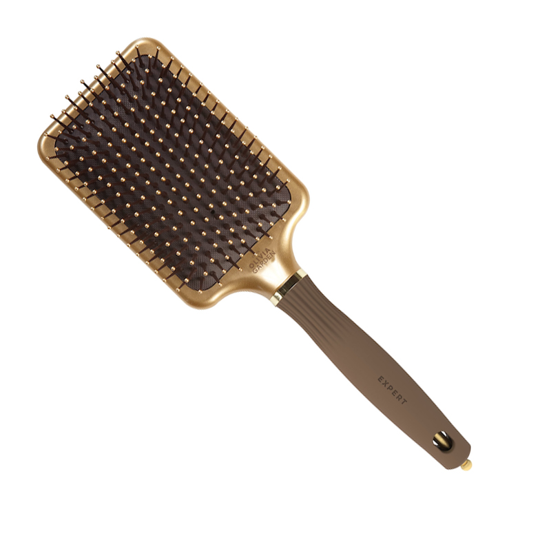 Olivia Garden Expert Care Rectangular Nylon Borstel - Goud&Bruin L - Vakkappers