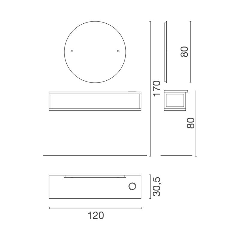 Luca Rossini Kaptafel GIOVE - Afmetingen Vakkappers