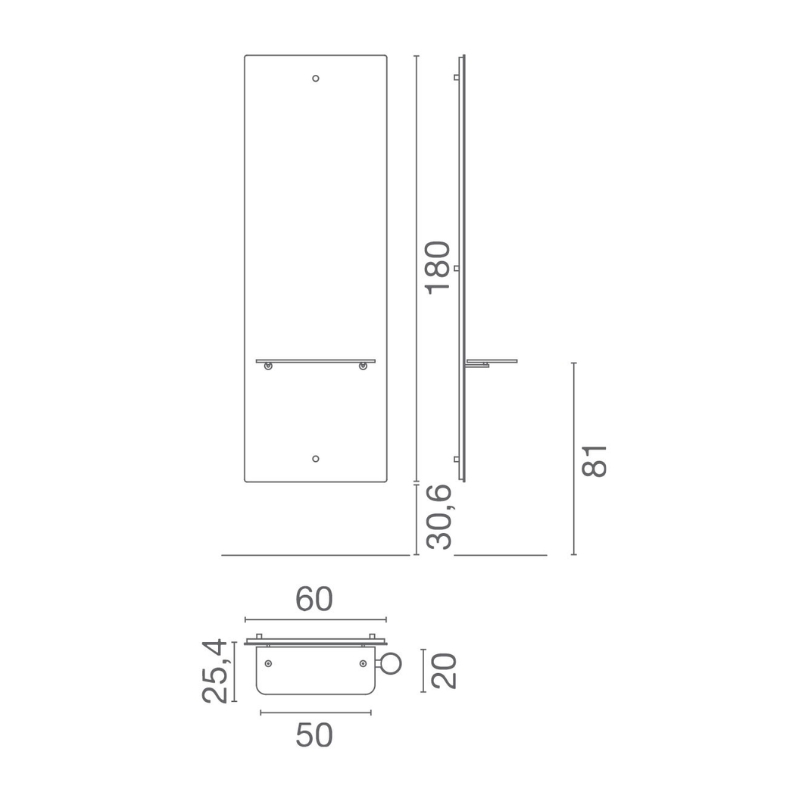 Luca Rossini Kaptafel MOTIVO - Afmetingen Vakkappers