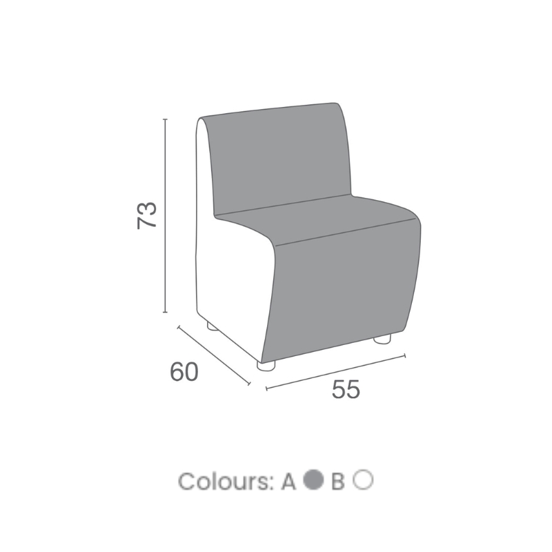 Luca Rossini Wachtruimte SCALA - Afmetingen Vakkappers