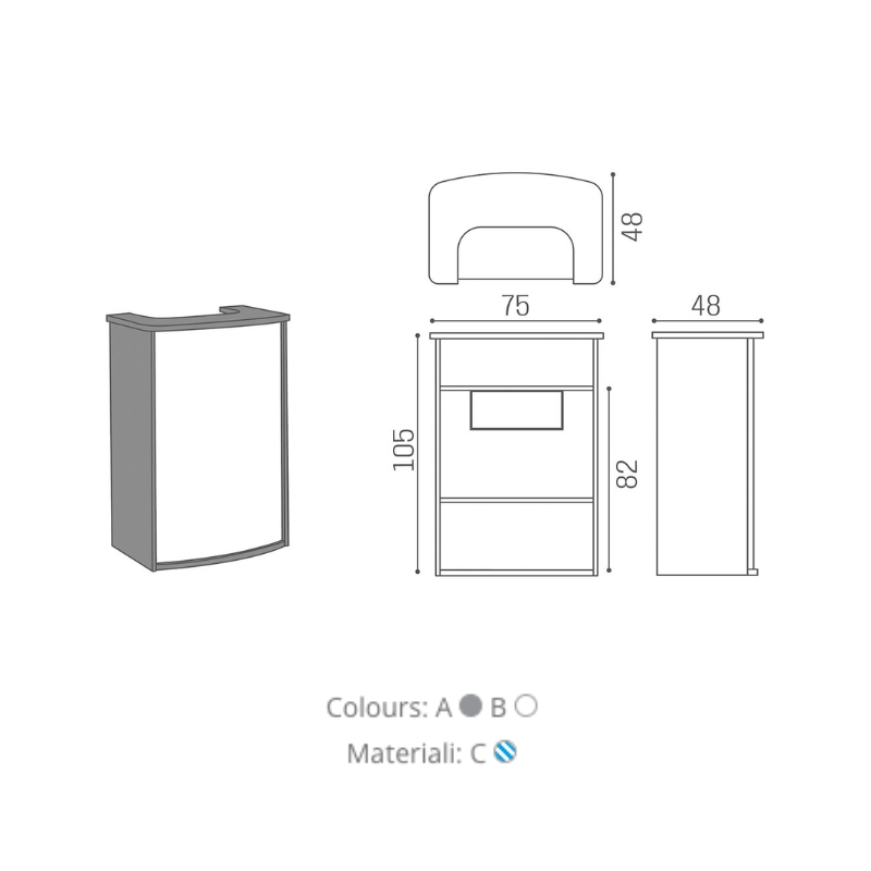 Salon Ambience Balie & Receptiemeubel HI-POD - Afmetingen Vakkappers