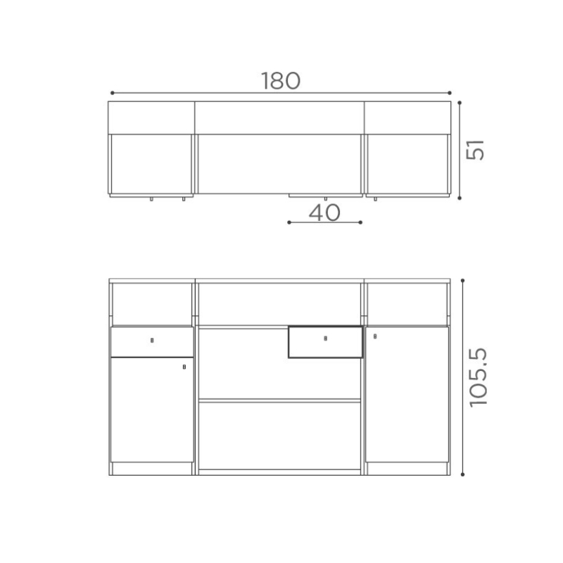 Salon Ambience Balie & Receptiemeubel IMPACT - Afmetingen Vakkappers