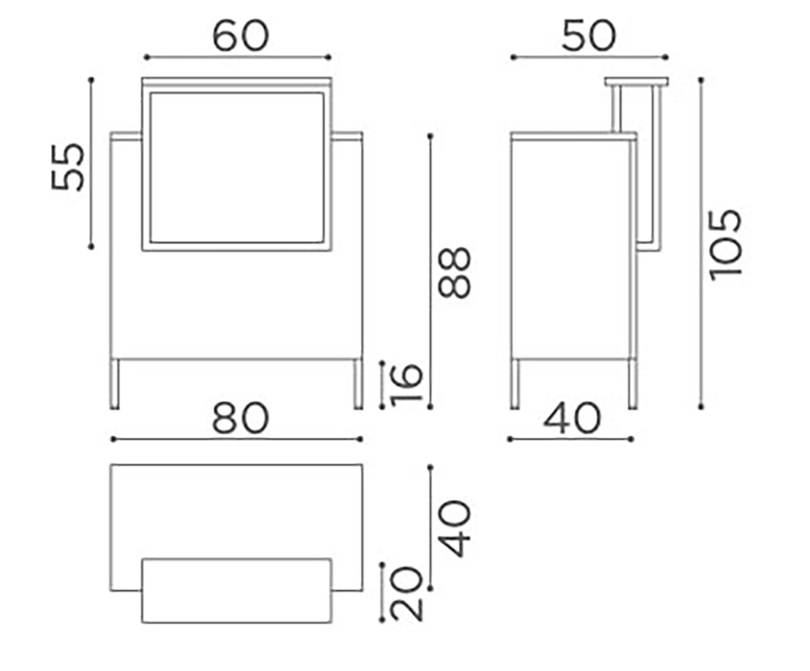 Salon Ambience Balie & Receptiemeubel INFINITY - Afmetingen Vakkappers