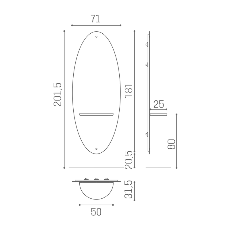 Salon Ambience Kaptafel MERCURY - Afmetingen Vakkappers