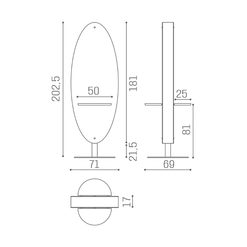 Salon Ambience Kaptafel MERCURY Eiland - Afmetingen Vakkappers