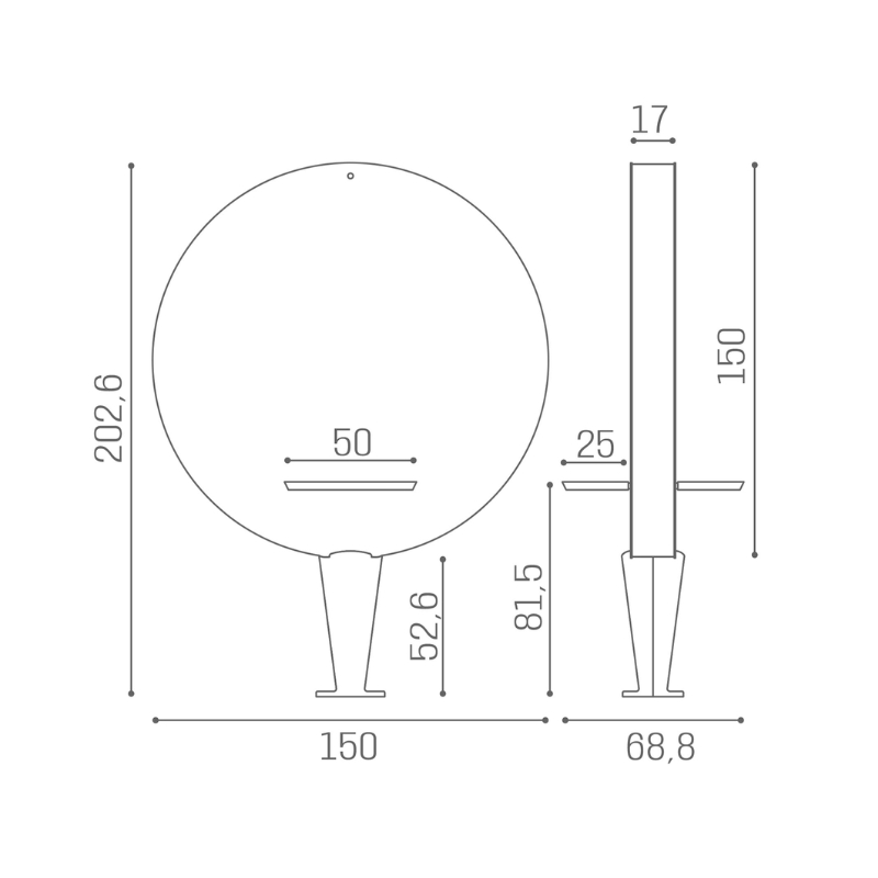 Salon Ambience Kaptafel PLANET Eiland - Afmetingen Vakkappers
