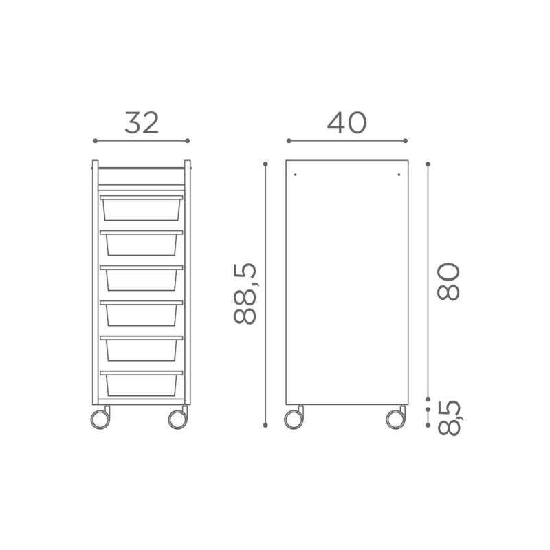 Salon Ambience Werkwagen GLAM - Afmetingen Vakkappers