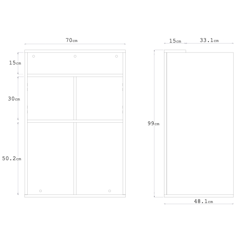 Mirplay Receptie OKE 5 98 BR - Dimensies Vakkappers